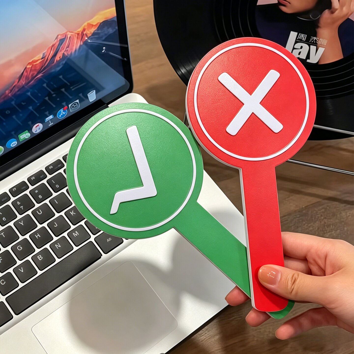 新款双面对错牌应援棒创意搞怪举牌道具评委打分神器手持答案牌