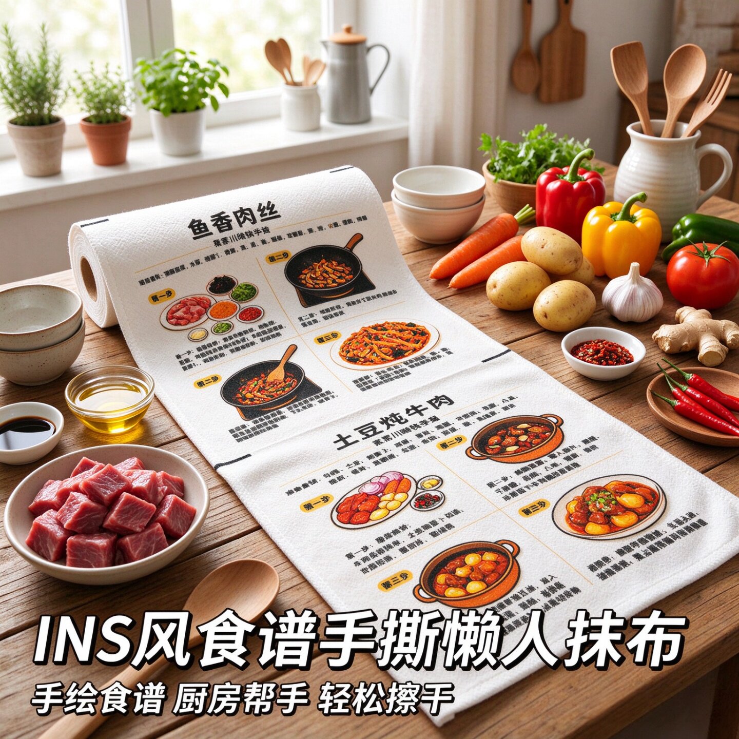 菜谱手撕抹布周抛加大加厚不沾油