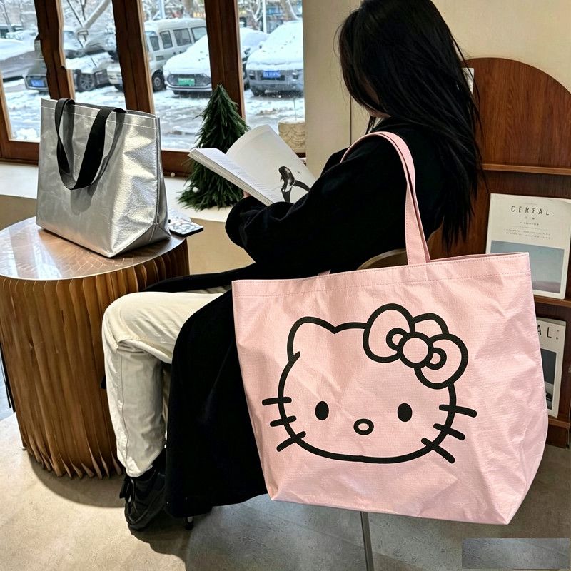 ins风粉色HelloKitty手提袋图片