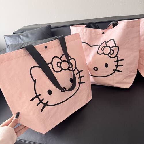 ins粉色HelloKitty编织礼品袋