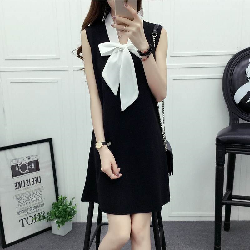 Summer wear new pattern Korean Edition Large Women's wear Sweet fresh College wind bow Backing skirt Sleeveless Dressin the Women's clothing/Boutique , Large size women  category - from Buy2taobao.com to provide professional Taobao agent buy service