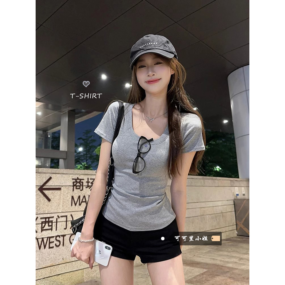 可可里小姐~灰色短袖正肩