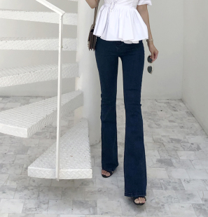 长腿中等喇叭酵洗牛仔裤 显瘦深蓝 时髦人2.0 GFJLAB自制怒推款