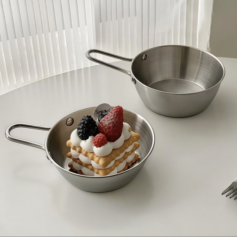 韩式米酒碗ins风不锈钢沙拉碗带柄小吃调料碗水果沙拉碗拌饭碗