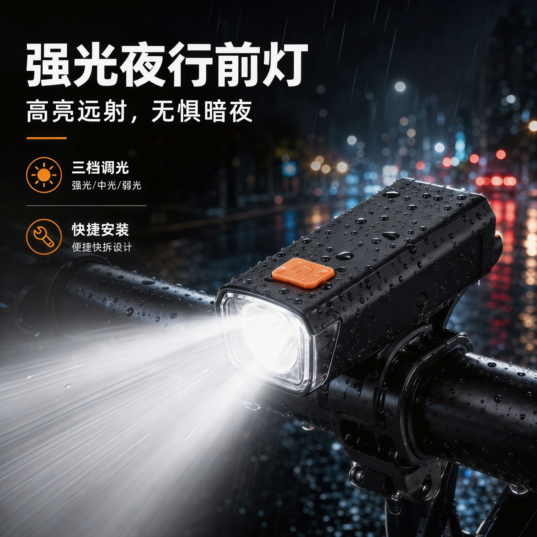 自行车灯前灯强光夜骑行超亮手电筒防雨充电山地公路照明骑行装备