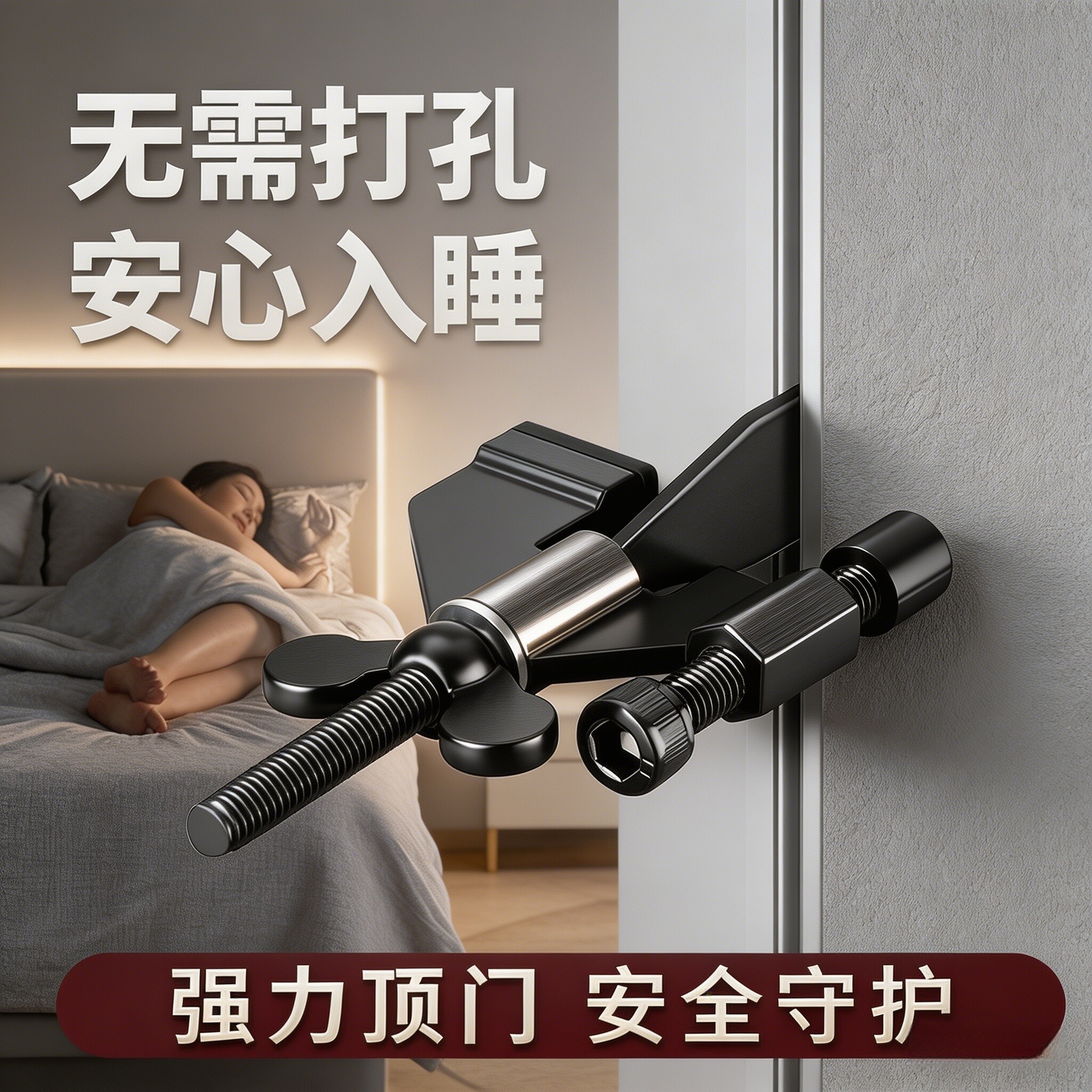 升级款蝴蝶式安全锁扣家用租房阻门器便携迷你酒店防盗顶门堵门器