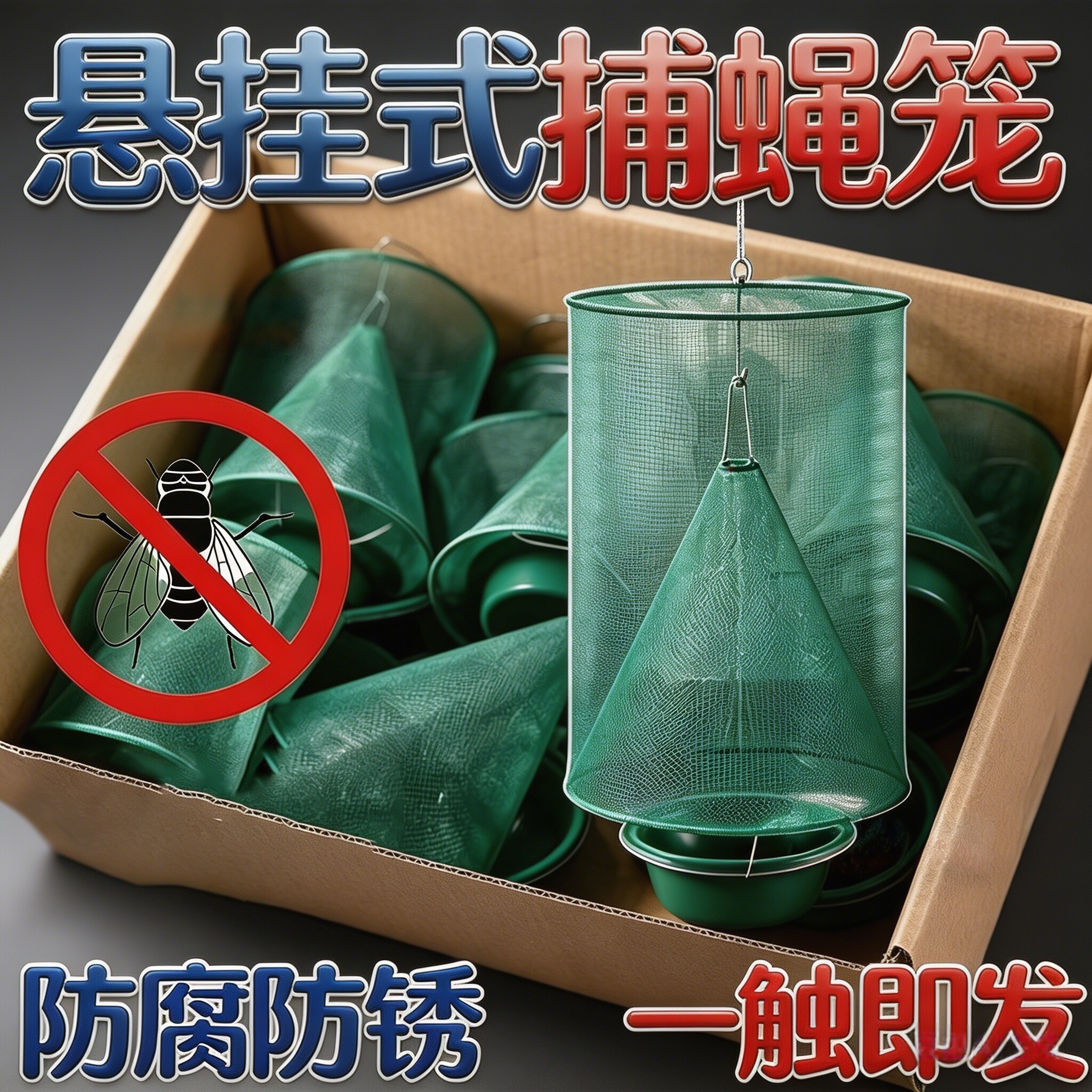 灭苍蝇笼抓捕神器自动捕捉器灭蝇子网兜养殖场户外环保专用诱蝇笼