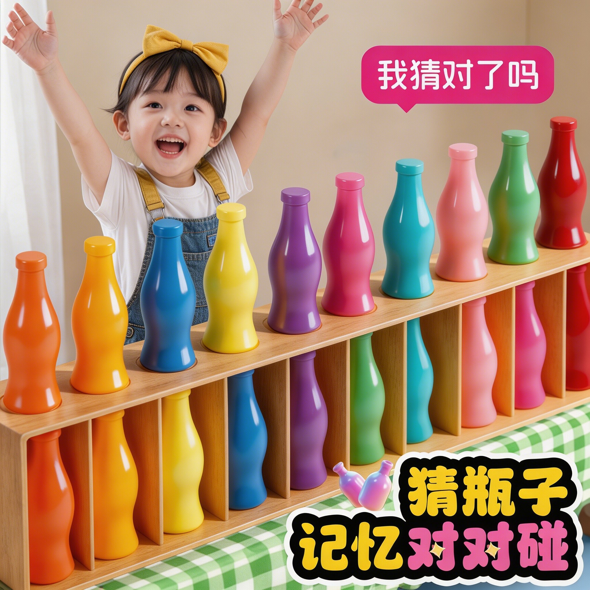 趣味猜瓶子饮料对对碰桌游亲子互动宝宝颜色认知教具儿童益智玩具