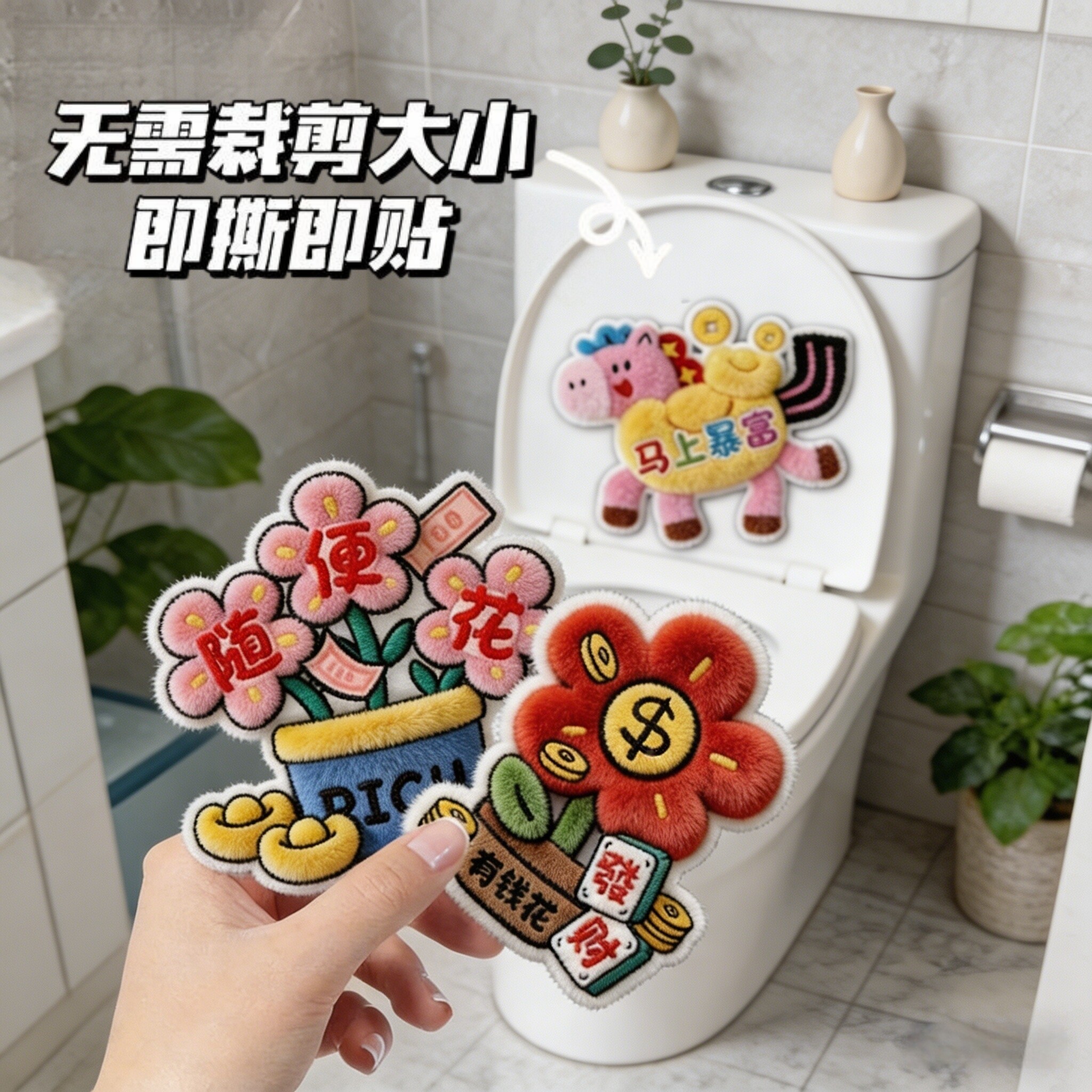 马年创意马桶除臭贴画自粘式装饰除异味留香防水卫生间厕所香薰贴