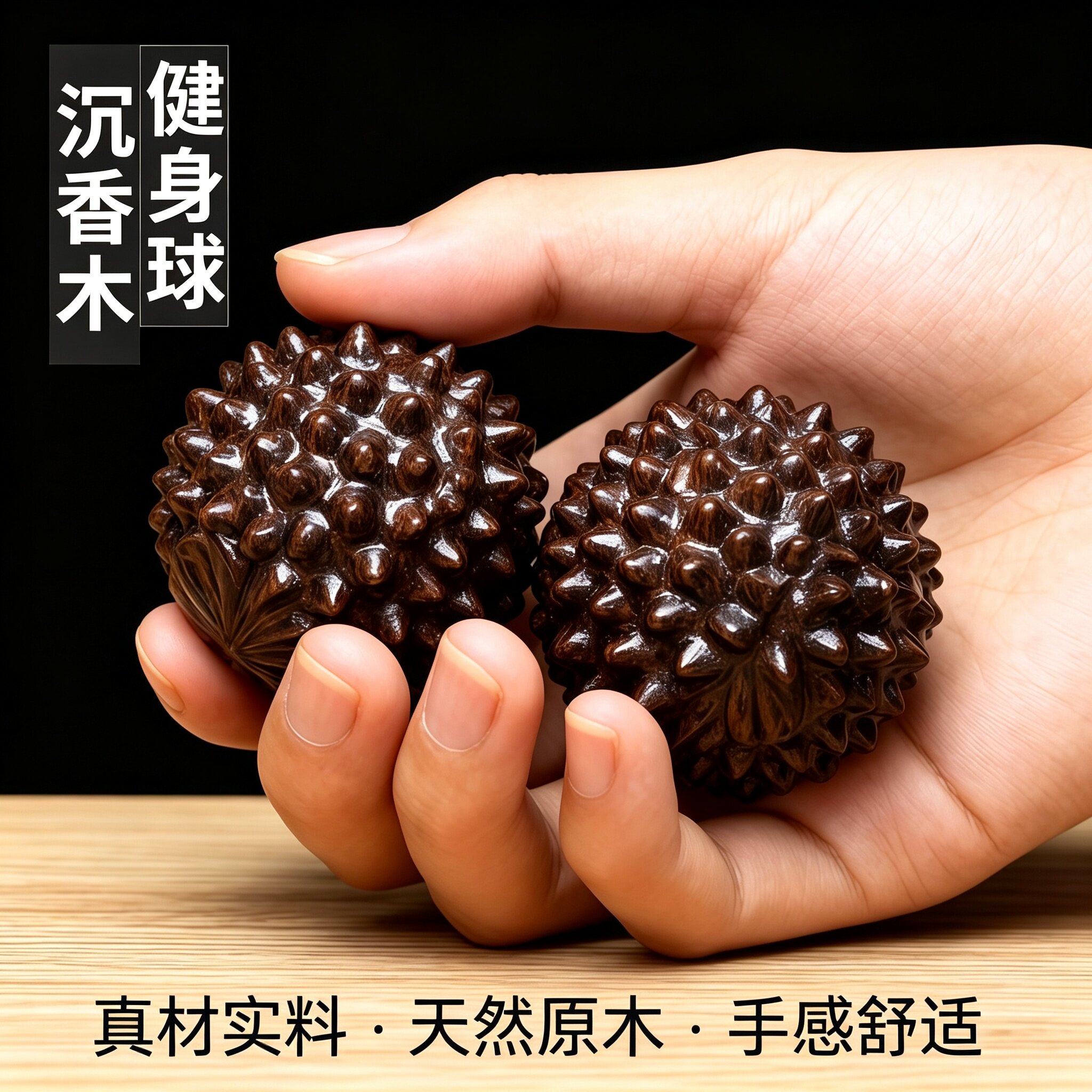 黑檀沉香榴莲核桃按摩保健球