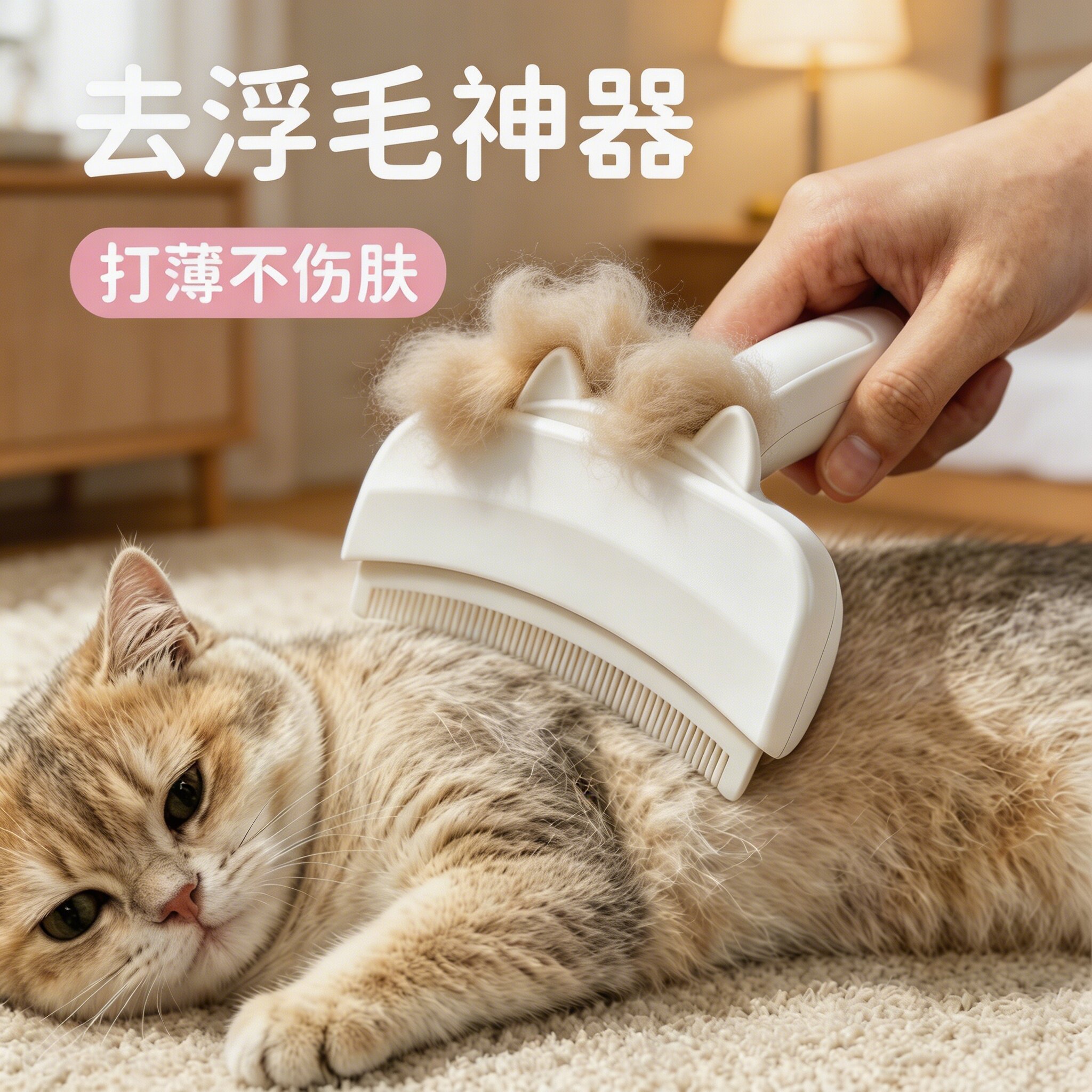 猫咪去浮毛弧形刀梳不伤肤