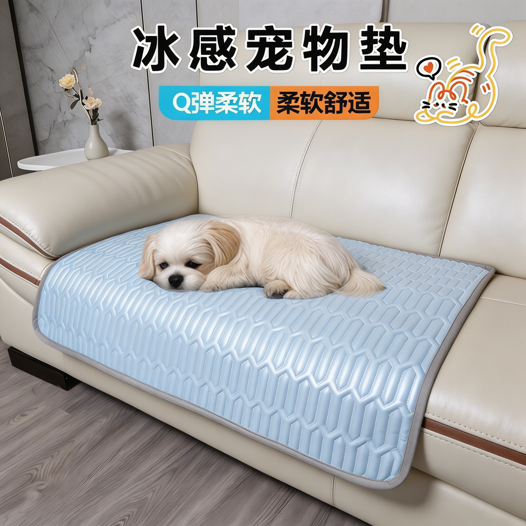 宠物垫子夏季降温冰丝宠物垫狗狗冰垫猫狗通用防抓咬凉席四季通用