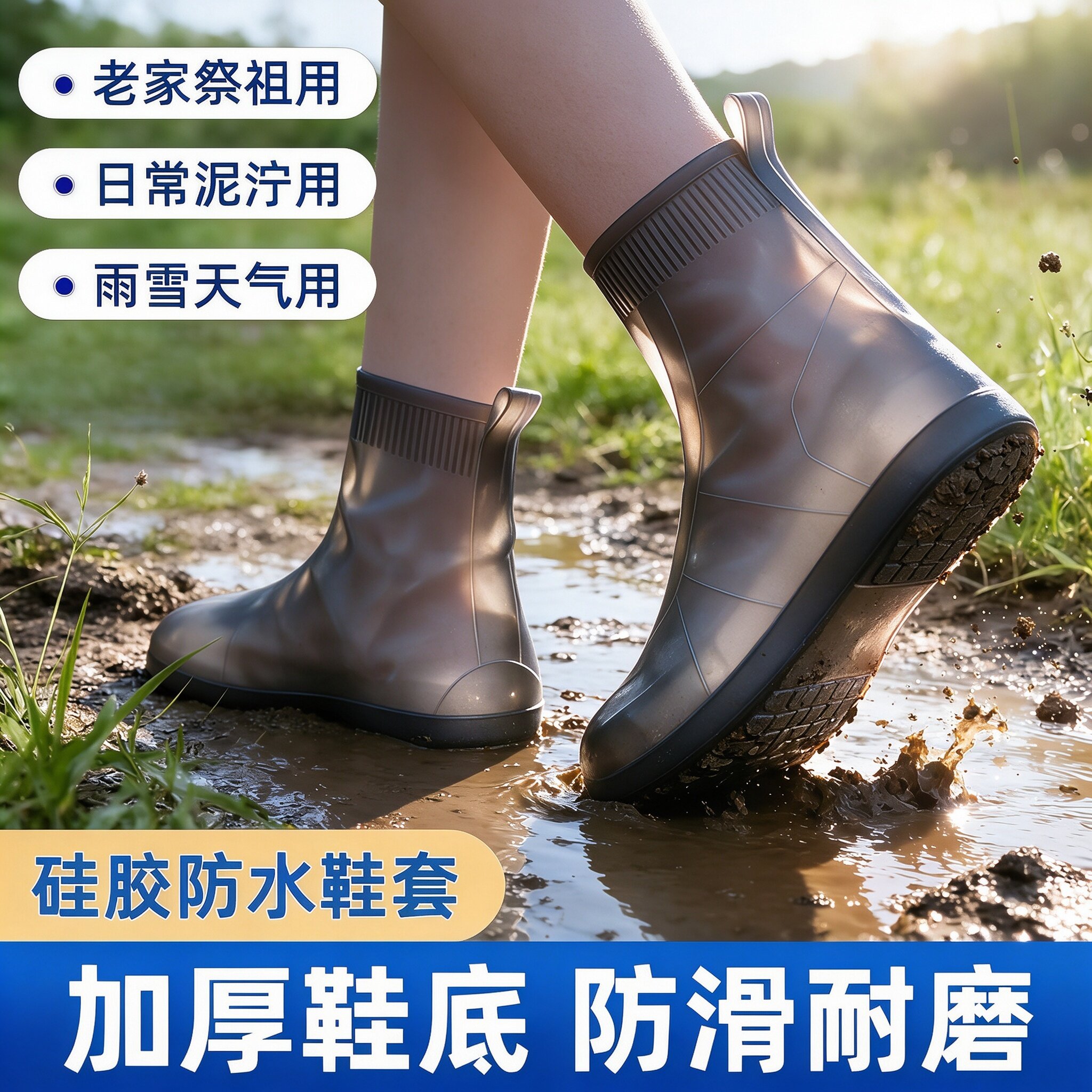 硅胶防水防滑耐磨加厚雨鞋套