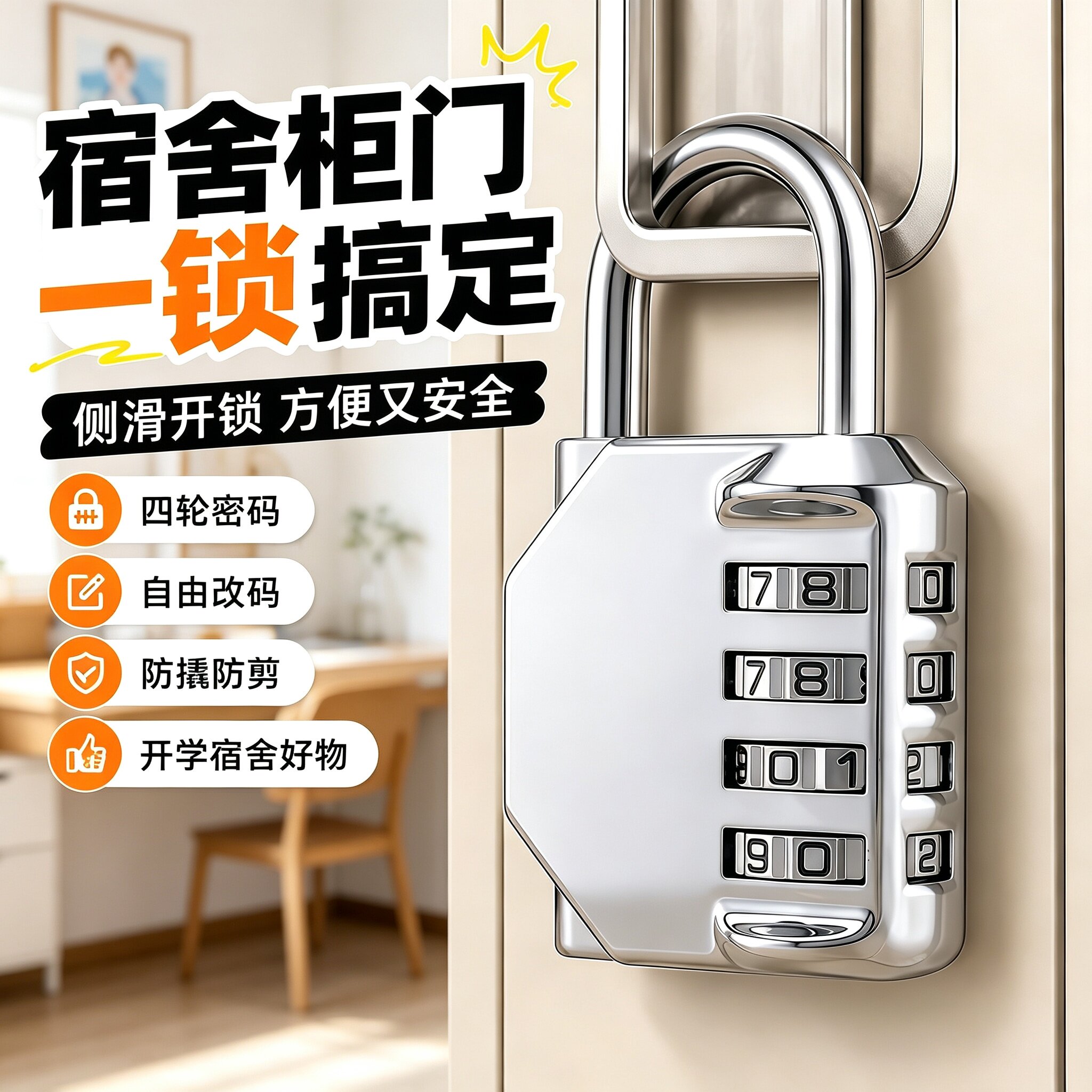 宿舍柜行李箱防水防盗密码挂锁