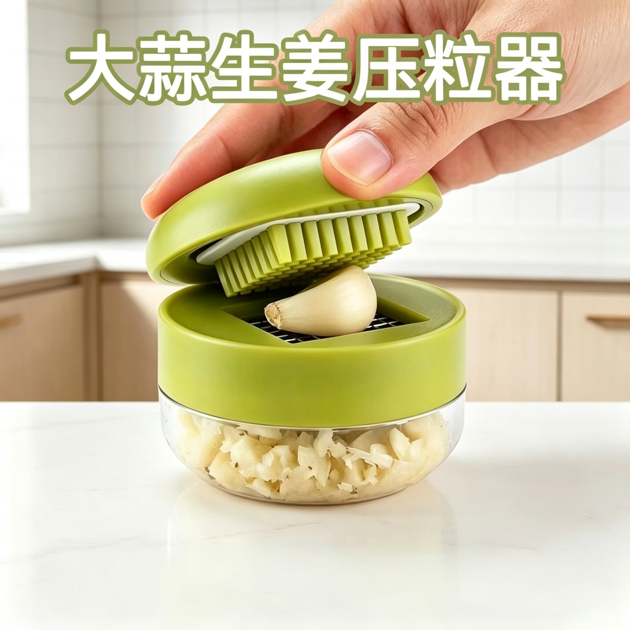 按压式不脏手快切均匀压蒜器