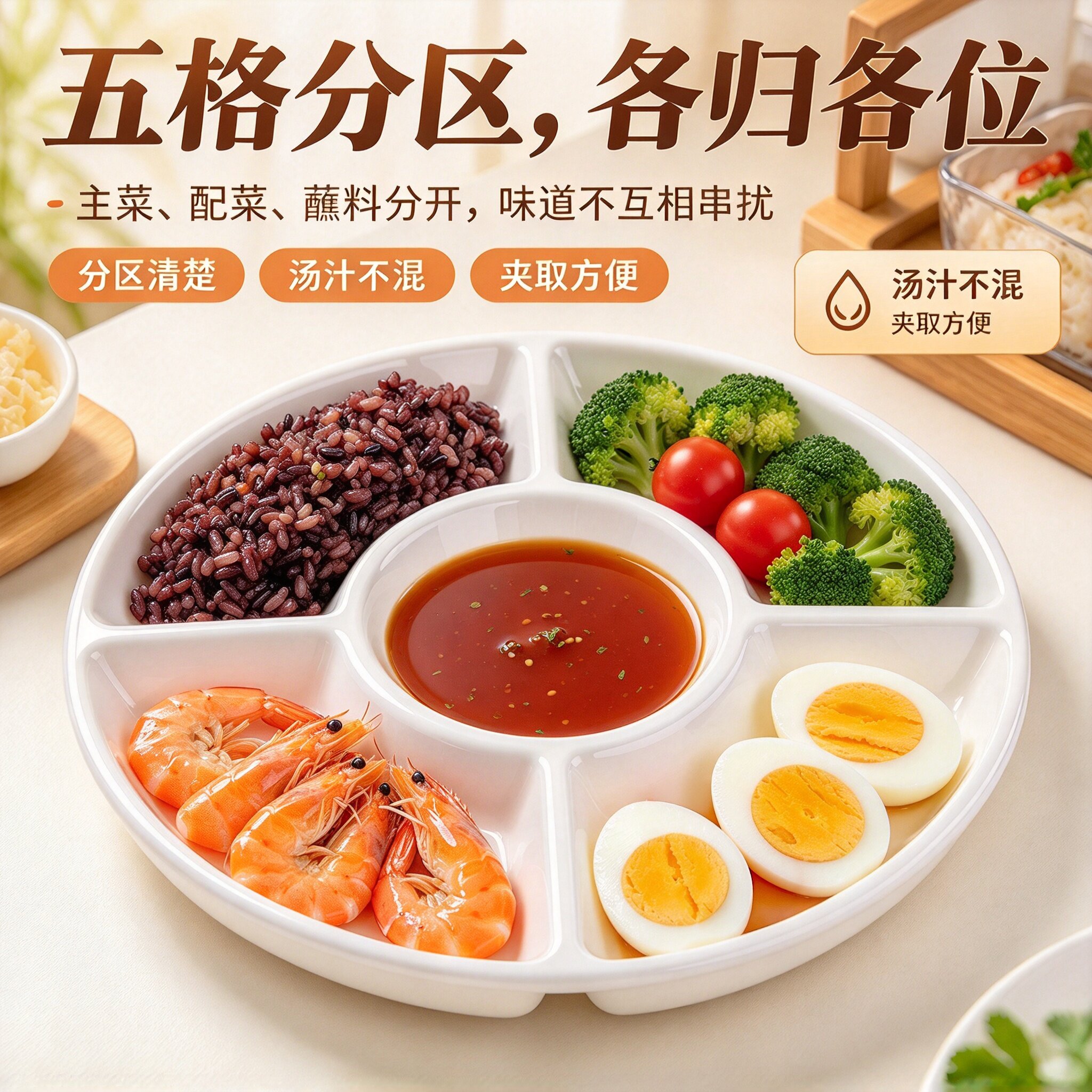 仿瓷密胺多格小吃盘刺身拼盘