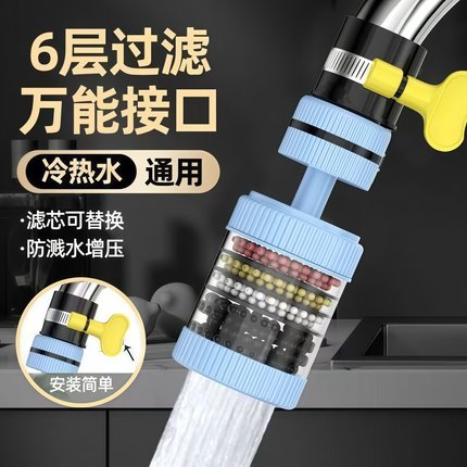 360°接口水龙头过滤器可拆洗家用自来水花防溅花洒通用净水神器