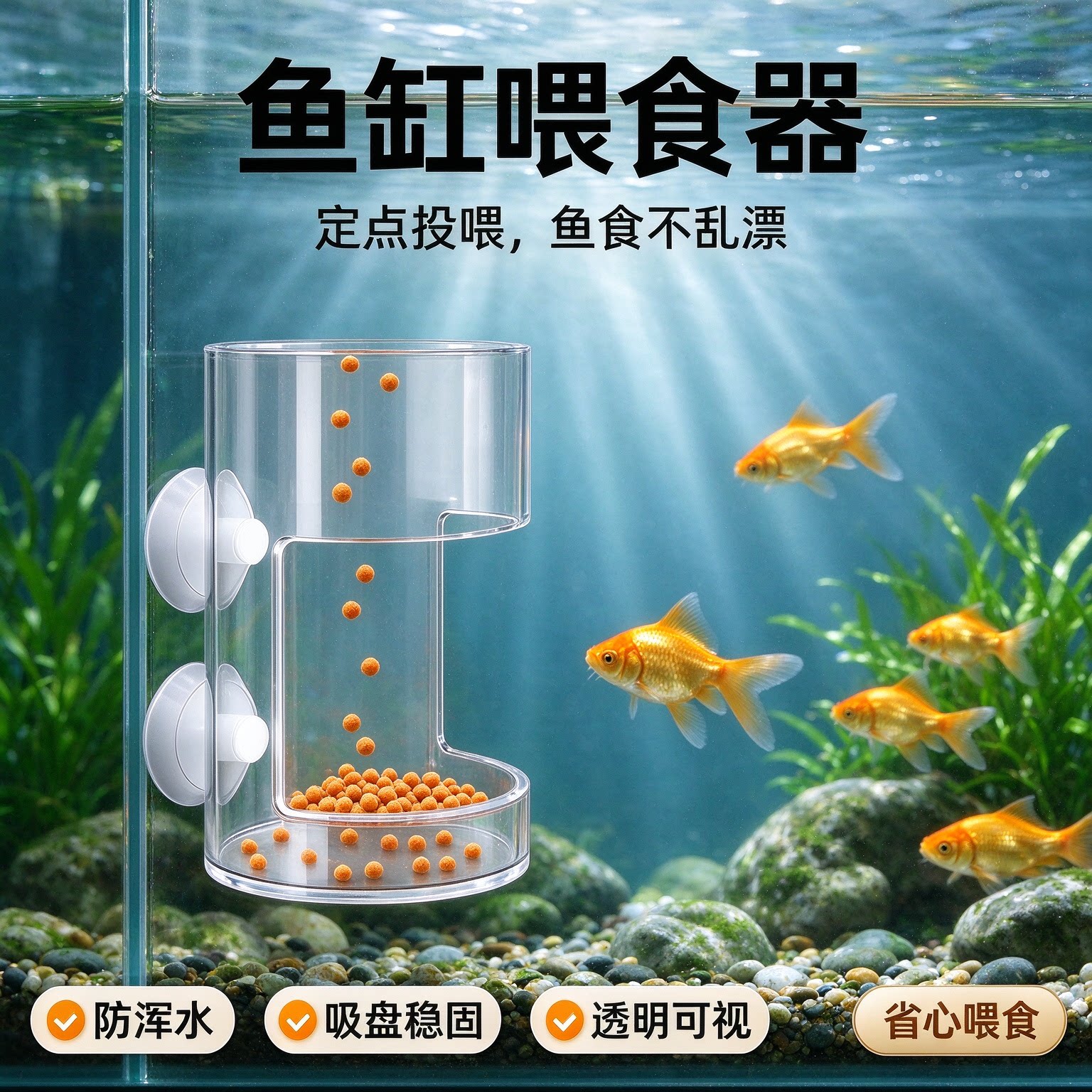 鱼缸壁挂透明亚克力喂食器通用