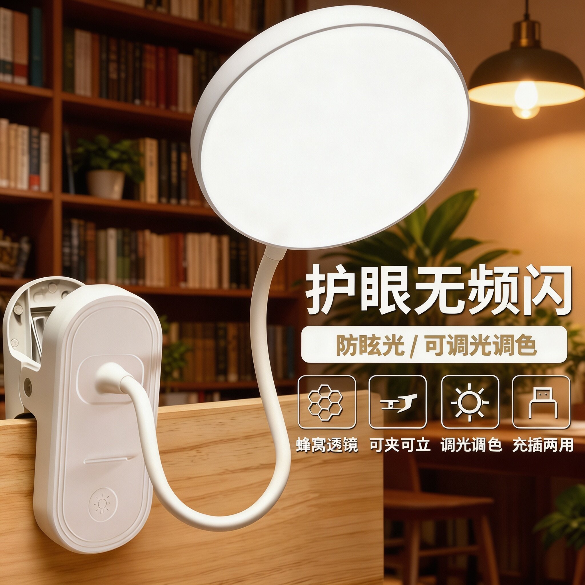 充电夹式台灯护眼学习床头阅读
