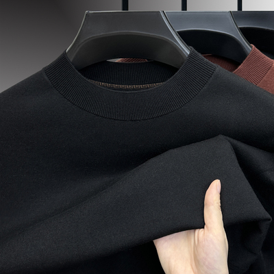 短袖毛衣男士2025秋可机洗打底针织t恤含桑蚕丝精纺羊毛衫半袖男
