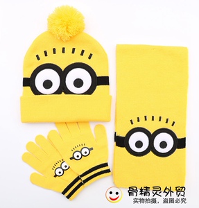 包邮儿童帽子围巾手套小孩子宝宝毛线围脖三件套秋冬款户外保暖