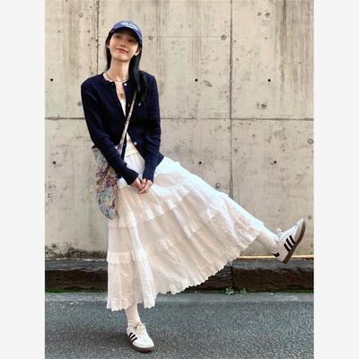 白色法式蓬蓬裙女春秋夏2