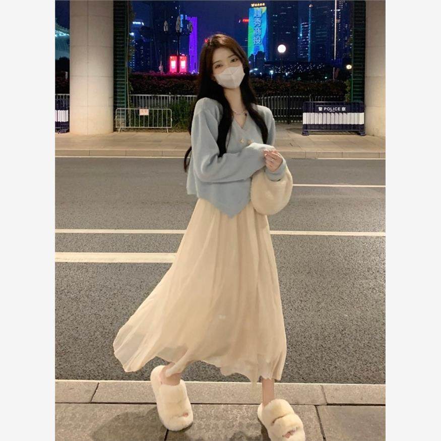 白色高腰a字网纱半身裙女