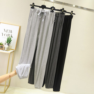 瑜伽服运动套装莫代尔纯棉长裤女士宽松大码直筒健身房运动跳操裤