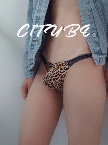 男低腰健身猛男豹纹T字裤