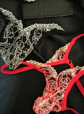 男士全透明刺绣镂空一根线无痕内裤低腰丁字裤诱惑小众火辣T裤