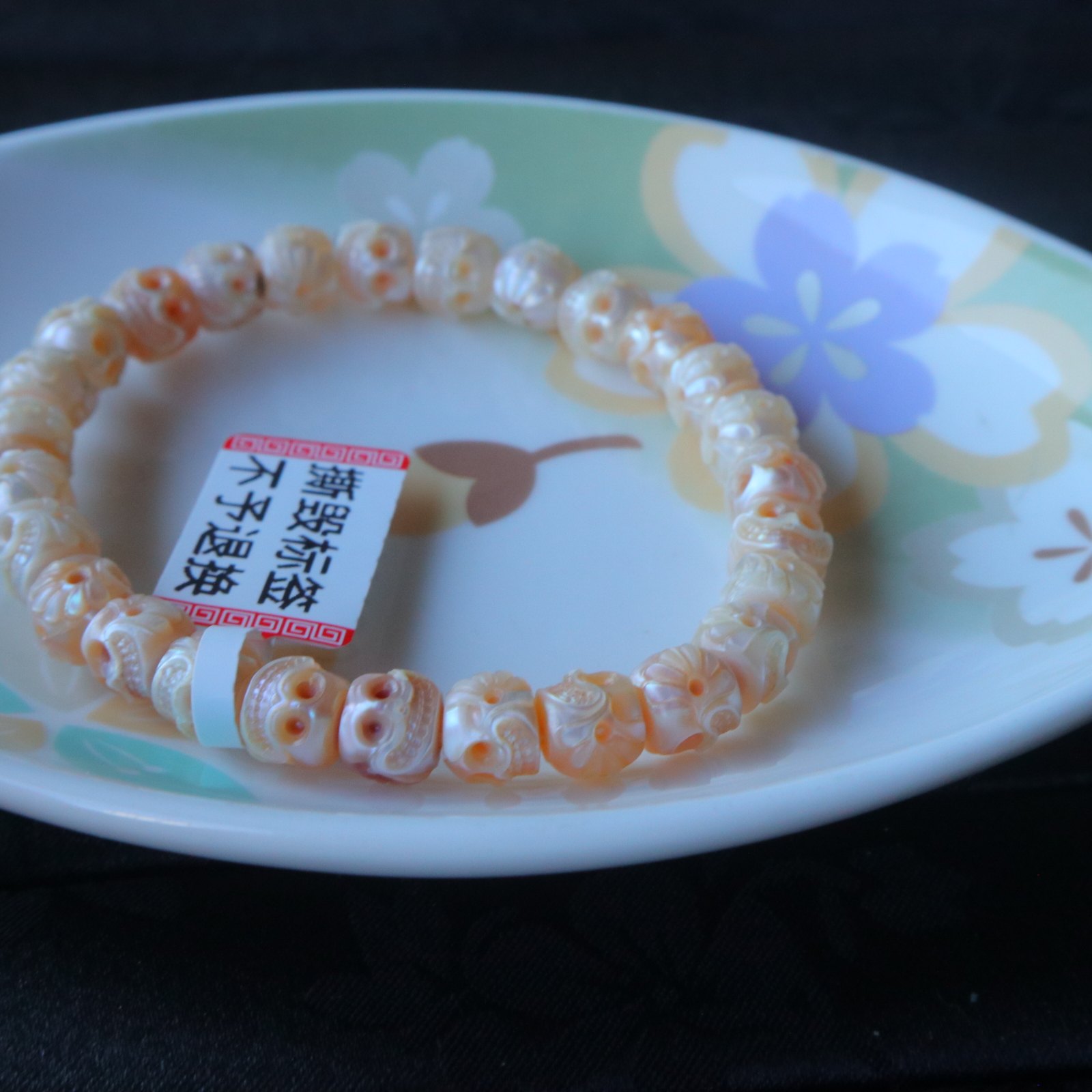 珍珠手链淡水珍珠喜主手串7.6mm送女友同事朋友闺蜜礼物