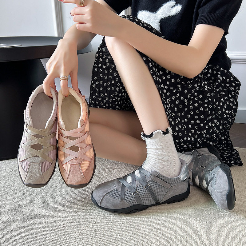 2026早春新款真皮复古拼色德训鞋女休闲运动鞋绑带透气内增高板鞋,女鞋,德训鞋,淘宝优惠券,粉丝福利购,淘宝优惠卷