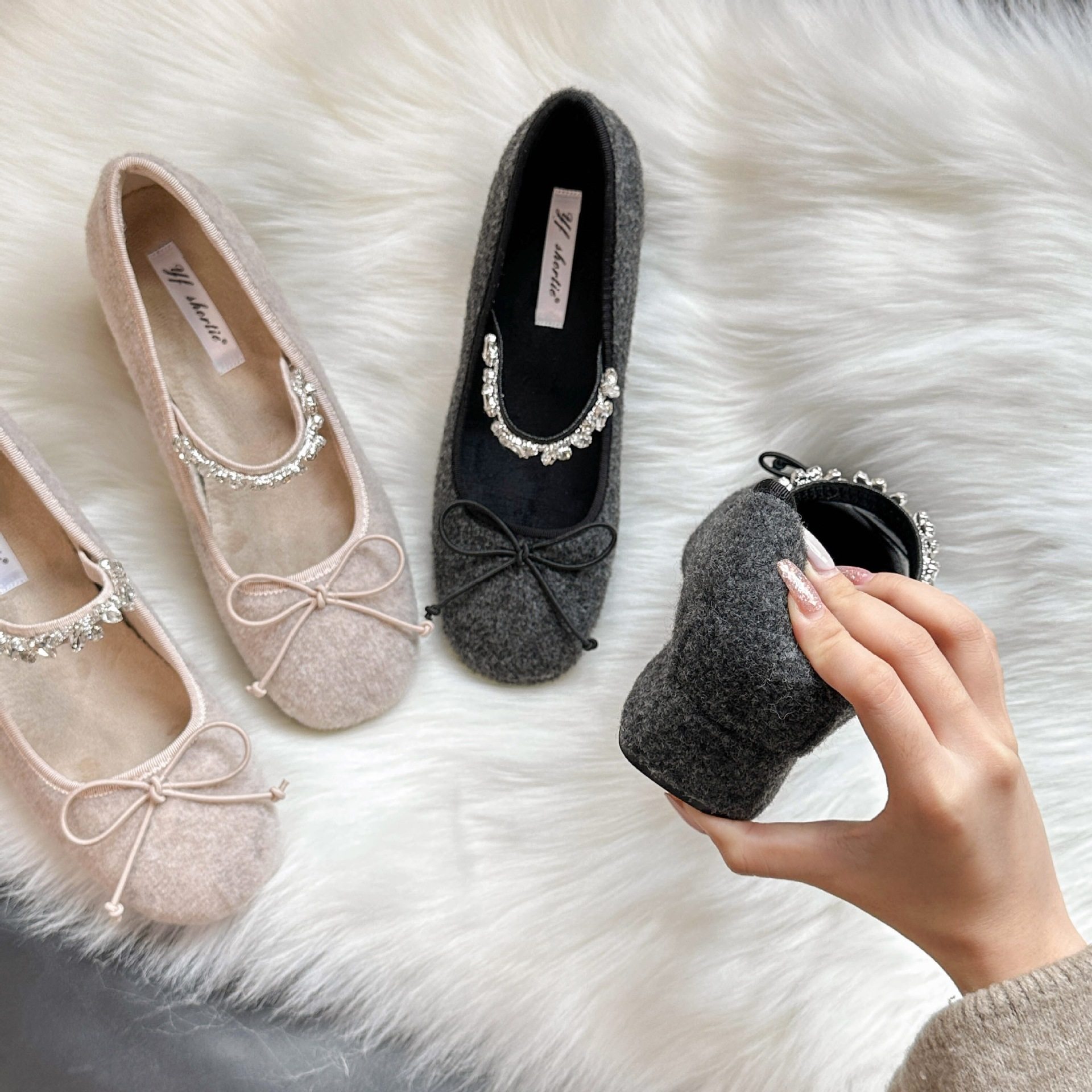 2026早春款真皮法式毛呢玛丽珍鞋女冬季内增高蝴蝶结水钻粗跟单鞋,女鞋,玛丽珍鞋,淘宝优惠券,粉丝福利购,淘宝优惠卷