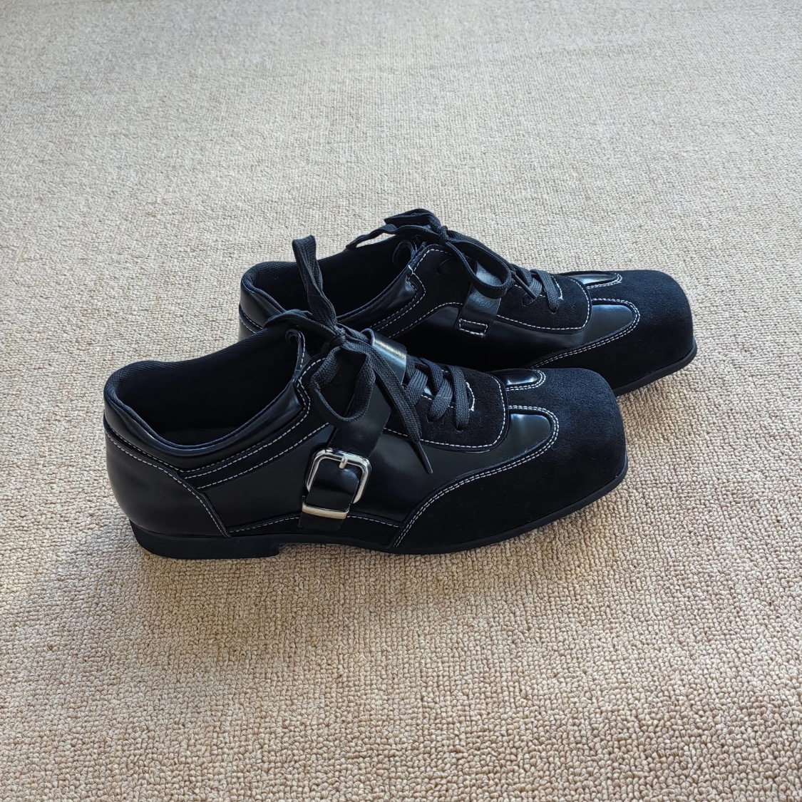 26新款英伦风复古德比鞋男女方头反绒皮深口单鞋百搭通勤皮带扣鞋,女鞋,深口单鞋,淘宝优惠券,粉丝福利购,淘宝优惠卷