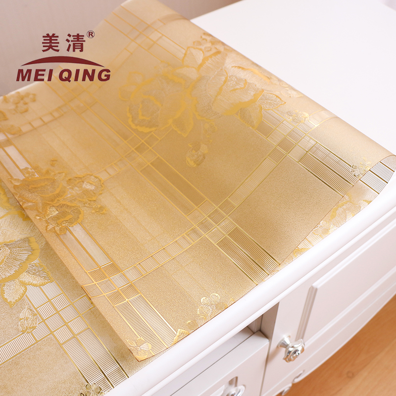 优选茶几电视柜桌布塑料防水pvc长方形客厅烫金欧式水Z晶板软玻璃