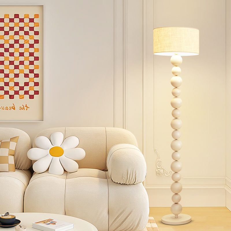 优选新中式落地灯侘n寂风复古原木纹创意百褶氛围感客厅沙发立式