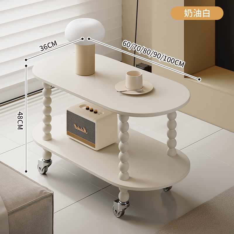 新款中古风可移动k客厅沙发置物边几边柜小茶几卧室床边简约带轮