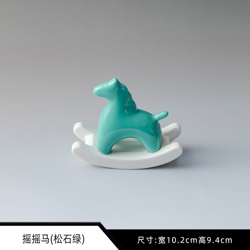 新款创意陶瓷摇摇马摆件r简约可爱桌面茶几书房装饰茶道配件茶宠,餐饮具,茶宠摆件,淘宝优惠券,粉丝福利购,淘宝优惠卷