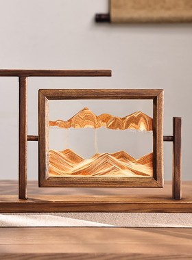 优选新中式实木沙漏流沙画摆件F办公室客厅高级感装饰品乔迁礼