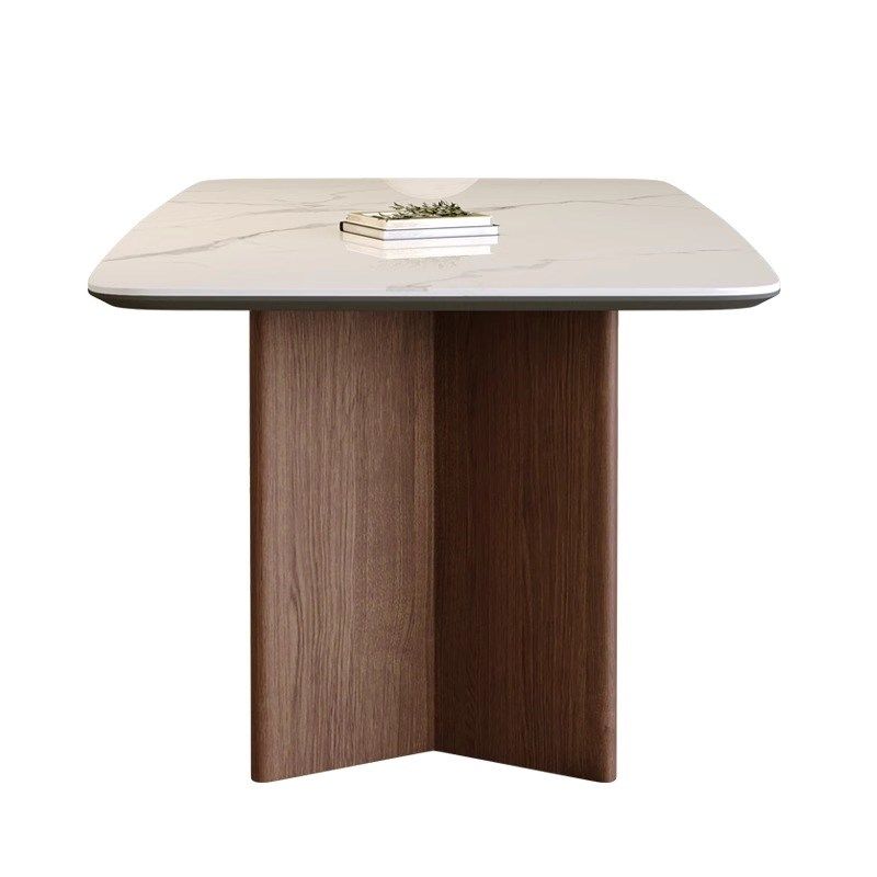 优选轻奢实木岩板餐桌简约家用小户型新款网红饭桌子长Z方形餐桌