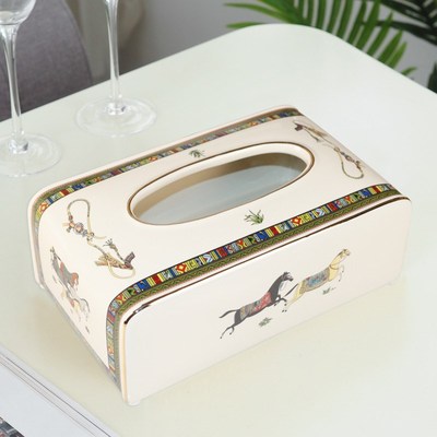 优选欧式陶瓷纸i巾盒高档覆古餐巾盒抽纸盒 ktv样板房家用客厅茶