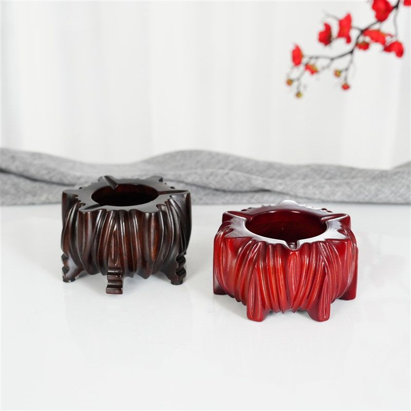 优选红木烟灰缸木质n中式烟缸实木办公室木头创意个性复古大号水