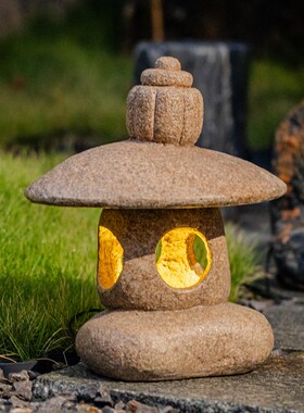 优选禅意太d阳能仿石宫灯落地中式石雕灯笼户外庭院灯园艺景观造