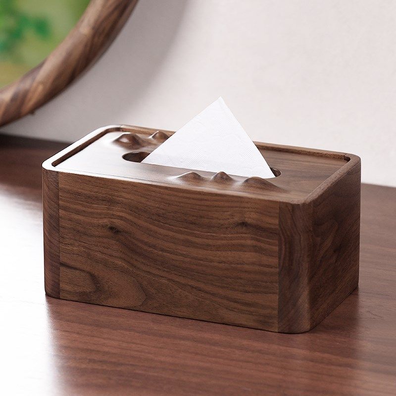 精选黑胡桃实木纸巾盒新中式家用桌面G茶几轻奢风抽纸盒高端创意,家居饰品,装饰纸巾盒,淘宝优惠券,粉丝福利购,淘宝优惠卷