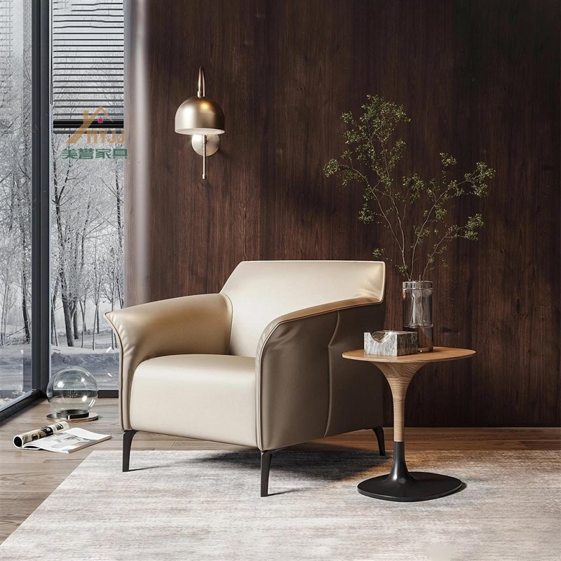 优选新中式实木单人沙发椅家具客厅阳台酒店商务接U待休息区定制