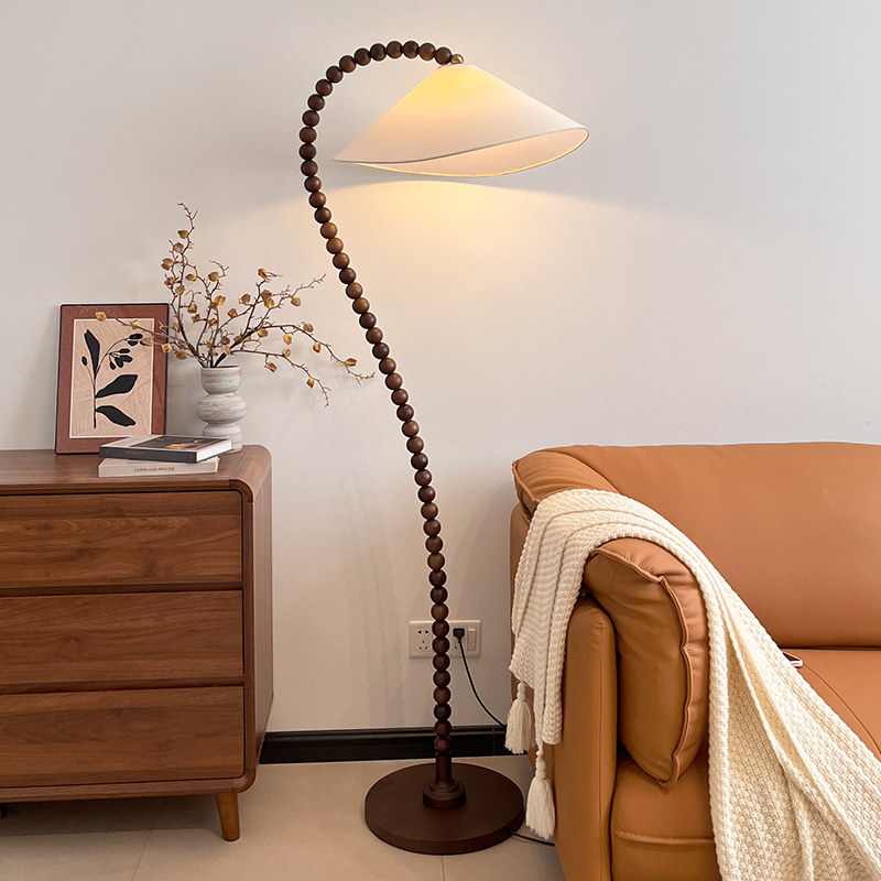 优选法式复古落地灯客厅沙发旁中古实木氛围灯Q书房卧室床头灯落