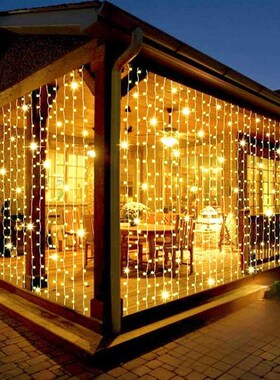 新款户外防水lhed冰条瀑布灯满天星星串灯浪漫房间布置彩灯氛围装