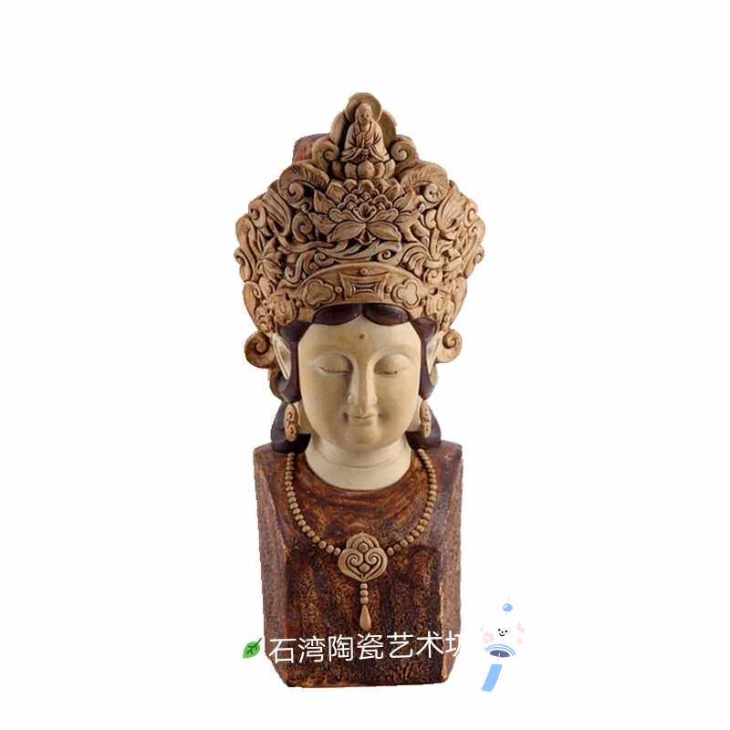公仔观音菩萨头像门厅石湾陶瓷
