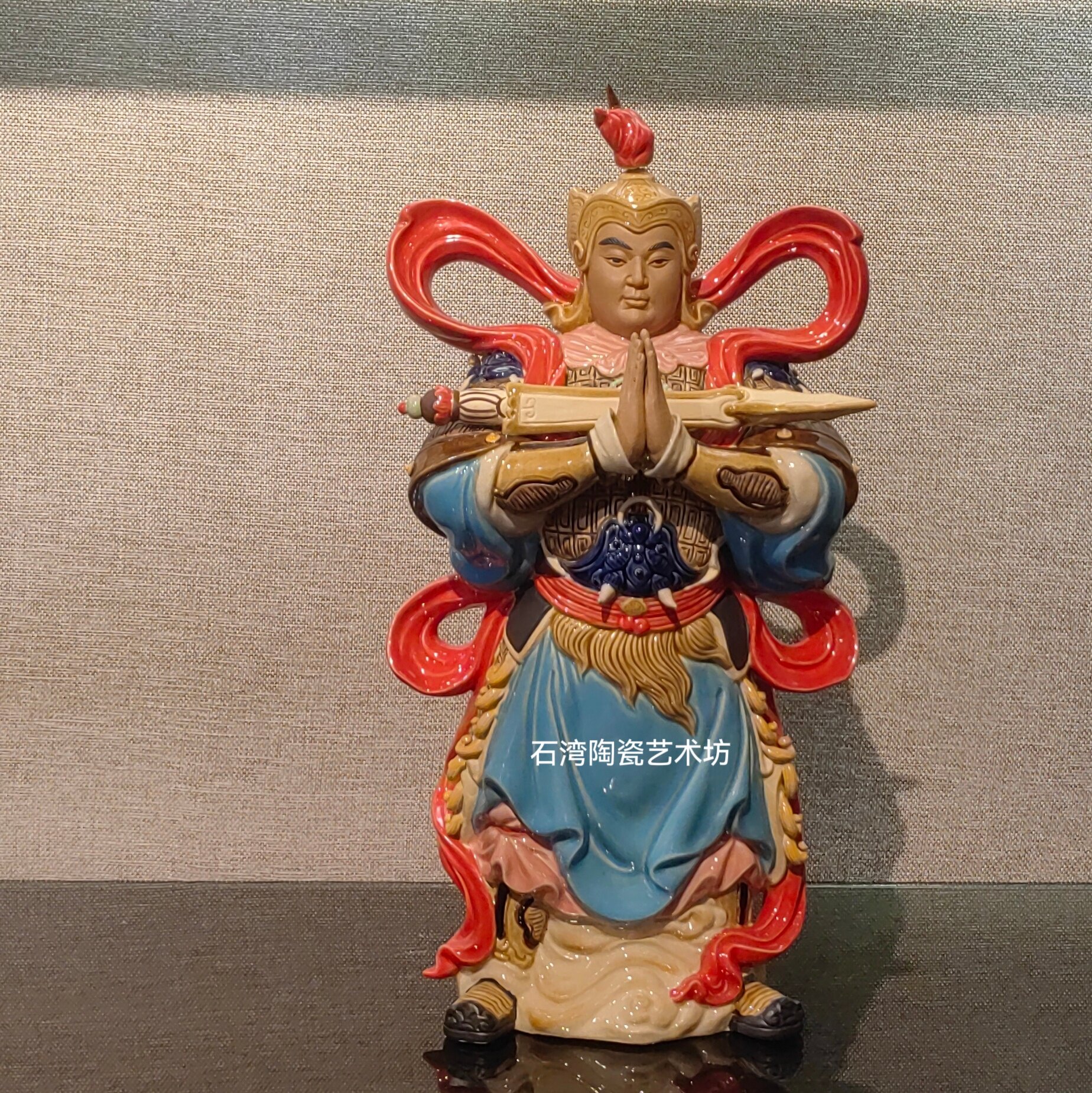 陶瓷中式门神韦陀手工摆件