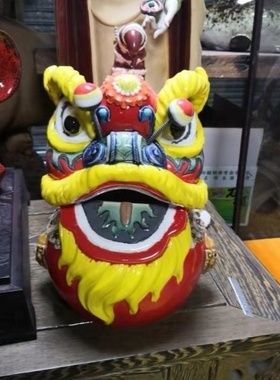 陶瓷岭南舞狮仿真 石湾公仔佛山醒狮特色手信送礼祝福开业乔迁